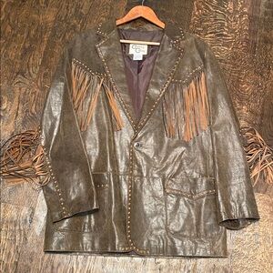 EUC Men’s Brown Leather Fringe Jacket